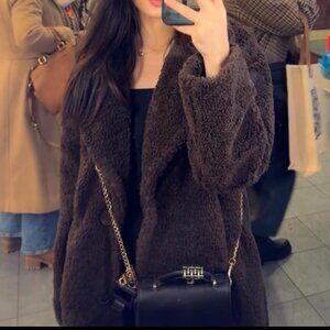 Brown faux fur teddy coat fauxfur wintercoa